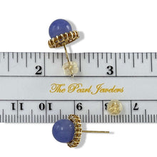 Load image into Gallery viewer, 14K Yellow Gold Diamond Lavender Jade Stud Earrings