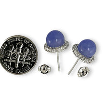 Load image into Gallery viewer, 14K White Gold Diamond Lavender Jade Stud Earrings