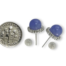 Load image into Gallery viewer, 14K White Gold Diamond Lavender Jade Stud Earrings