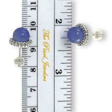 Load image into Gallery viewer, 14K White Gold Diamond Lavender Jade Stud Earrings