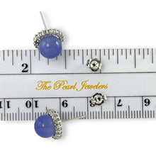 Load image into Gallery viewer, 14K White Gold Diamond Lavender Jade Stud Earrings
