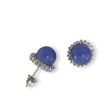 Load image into Gallery viewer, 14K White Gold Diamond Lavender Jade Stud Earrings