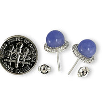 Load image into Gallery viewer, 14K White Gold Diamond Lavender Jade Stud Earrings
