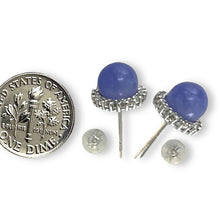 Load image into Gallery viewer, 14K White Gold Diamond Lavender Jade Stud Earrings