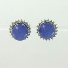 Load image into Gallery viewer, 1189997-Real-14k-White-Gold-Diamond-Lavender-Jade-Stud-Earrings