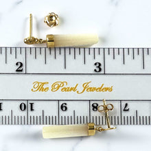 Load image into Gallery viewer, 14K Yellow Gold Oriental Dangle Tube White Mother of Pearl Earrings