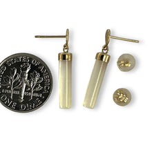 Load image into Gallery viewer, 14K Yellow Gold Oriental Dangle Tube White Mother of Pearl Earrings