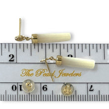 Load image into Gallery viewer, 14K Yellow Gold Oriental Dangle Tube White Mother of Pearl Earrings