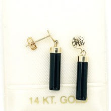 Load image into Gallery viewer, 14K Yellow Gold Good Fortune Column Black Onyx Stud Earrings