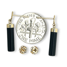 Load image into Gallery viewer, 14K Yellow Gold Good Fortune Column Black Onyx Stud Earrings