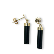 Load image into Gallery viewer, 14K Yellow Gold Good Fortune Column Black Onyx Stud Earrings
