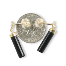 Load image into Gallery viewer, 14K Yellow Gold Good Fortune Column Black Onyx Stud Earrings