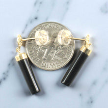 Load image into Gallery viewer, 14K Yellow Gold Good Fortune Column Black Onyx Stud Earrings