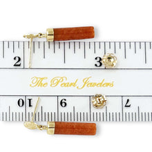 Load image into Gallery viewer, 14K Yellow Gold Good Fortune Red Jade Dangle Earrings