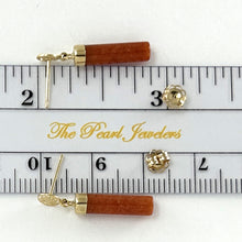 Load image into Gallery viewer, 1196704 14KT SOLID YELLOW GOLD GOOD FORTUNE RED JADE DANGLE EARRINGS