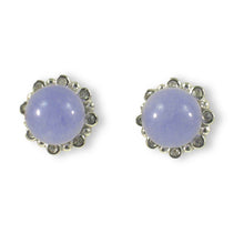Load image into Gallery viewer, 14K White Gold Diamond Lavender Jade Stud Earring