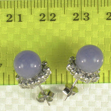 Load image into Gallery viewer, 14K White Gold Diamond Lavender Jade Stud Earring