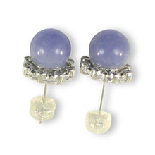 Load image into Gallery viewer, 14K White Gold Diamond Lavender Jade Stud Earring