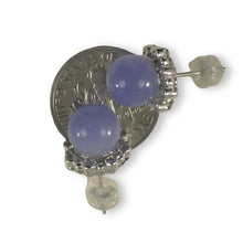 Load image into Gallery viewer, 14K White Gold Diamond Lavender Jade Stud Earring