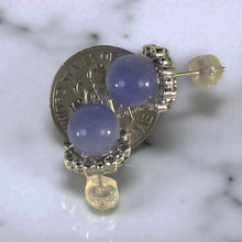 Load image into Gallery viewer, 14K White Gold Diamond Lavender Jade Stud Earring