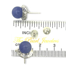 Load image into Gallery viewer, 14K White Gold Unique Diamond Lavender Jade Stud Earrings