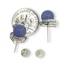 Load image into Gallery viewer, 14K White Gold Unique Diamond Lavender Jade Stud Earrings