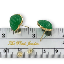 Load image into Gallery viewer, 14K Yellow Gold Shell Heart Green Jade Stud Earrings