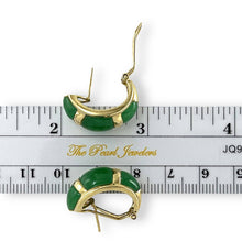 Load image into Gallery viewer, 14K Yellow Gold Omega Clip Cabochon Green Jade Earrings