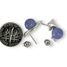 Load image into Gallery viewer, 14K White Gold Dolphin Design Lavender Jade Earrings