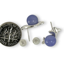 Load image into Gallery viewer, 14K White Gold Dolphin Design Lavender Jade Earrings