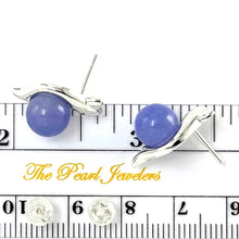 Load image into Gallery viewer, 14K White Gold Dolphin Design Lavender Jade Earrings