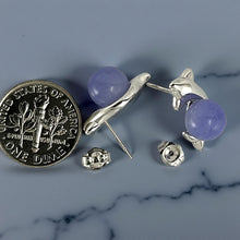 Load image into Gallery viewer, 14K White Gold Dolphin Design Lavender Jade Earrings