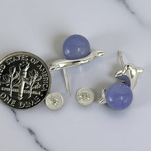 Load image into Gallery viewer, 14K White Gold Dolphin Design Lavender Jade Earrings