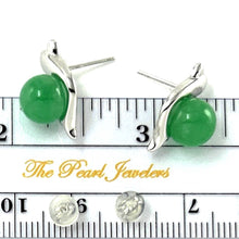 Load image into Gallery viewer, 14K White Gold Dolphin Design Green Jade Earrings