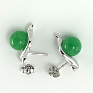 1199838-14k-White-Solid-Gold-Green-Jade-Stud-Earrings