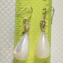 Load image into Gallery viewer, 14K Yellow Gold Hawaiian Plumeria White Mother of Pearl Hook Earrings