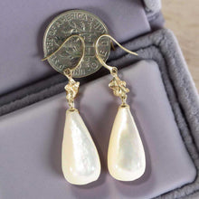 Load image into Gallery viewer, 14K Yellow Gold Hawaiian Plumeria White Mother of Pearl Hook Earrings