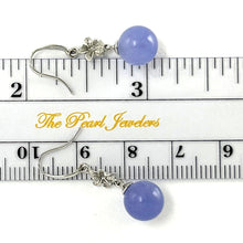 Load image into Gallery viewer, 14K White Gold Hawaiian Plumeria Round Lavender Jade Hook Earrings