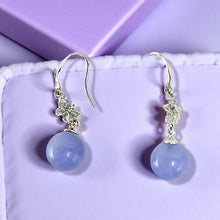Load image into Gallery viewer, 14K White Gold Hawaiian Plumeria Round Lavender Jade Hook Earrings