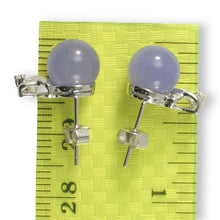 Load image into Gallery viewer, 14K White Gold X-Design Diamond &amp; Lavender Jade Stud Earrings