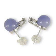 Load image into Gallery viewer, 14K White Gold X-Design Diamond &amp; Lavender Jade Stud Earrings