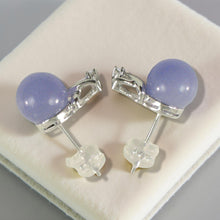 Load image into Gallery viewer, 14K White Gold X-Design Diamond &amp; Lavender Jade Stud Earrings