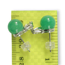 Load image into Gallery viewer, 14K White Gold X-Design Diamond &amp; Green Jade Stud Earrings
