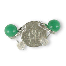 Load image into Gallery viewer, 14K White Gold X-Design Diamond &amp; Green Jade Stud Earrings