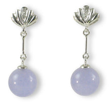 Load image into Gallery viewer, 14K White Gold Diamond &amp; Lavender Jade Dangle Earrings