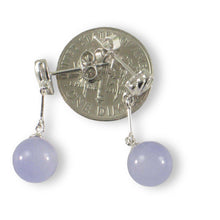 Load image into Gallery viewer, 14K White Gold Diamond &amp; Lavender Jade Dangle Earrings