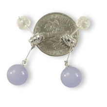 Load image into Gallery viewer, 14K White Gold Diamond &amp; Lavender Jade Dangle Earrings