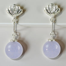 Load image into Gallery viewer, 14K White Gold Diamond &amp; Lavender Jade Dangle Earrings