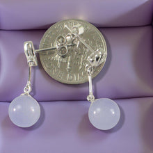 Load image into Gallery viewer, 14K White Gold Diamond &amp; Lavender Jade Dangle Earrings