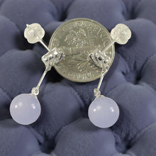 Load image into Gallery viewer, 14K White Gold Diamond &amp; Lavender Jade Dangle Earrings
